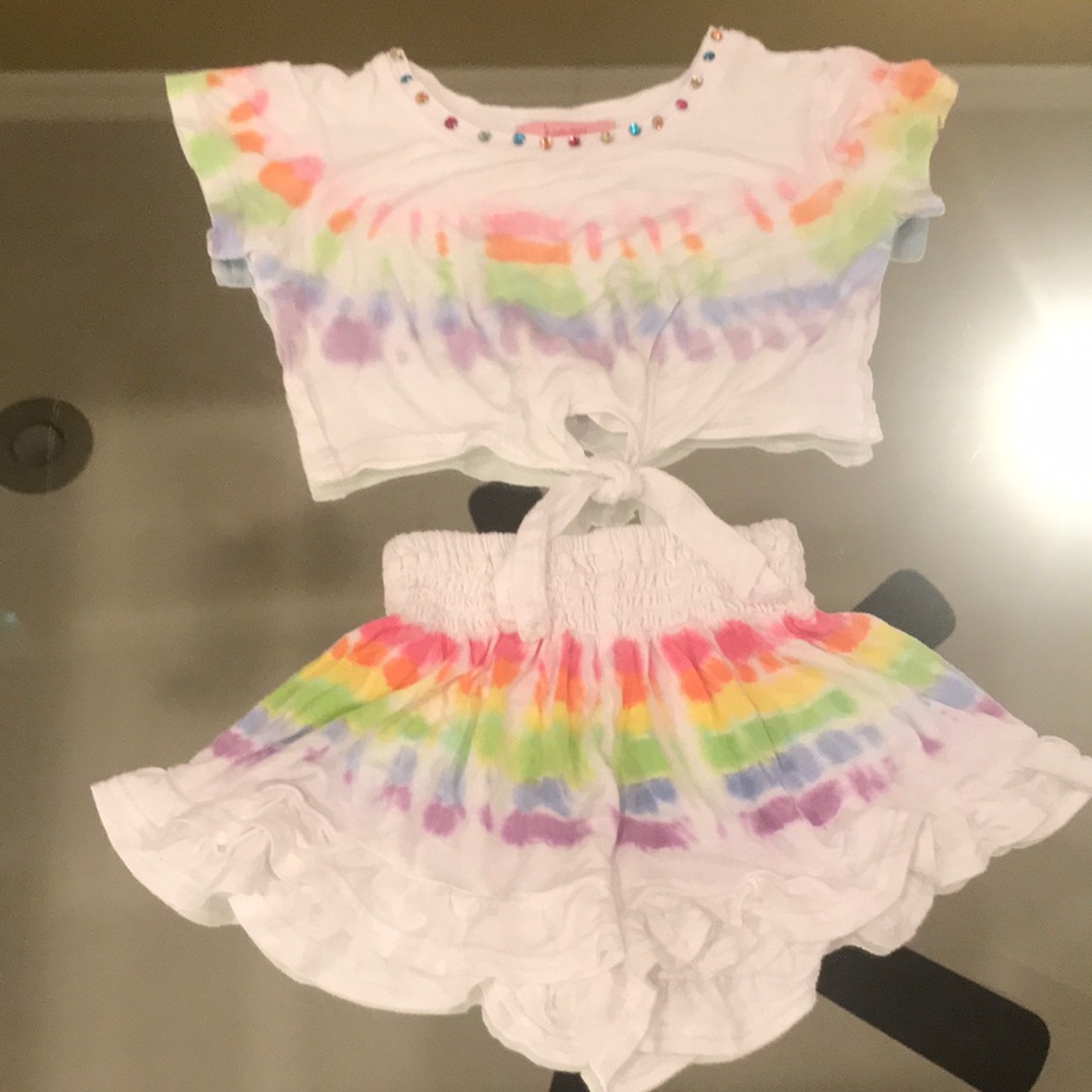 HavenGirl Tie Dye Ruffled short set